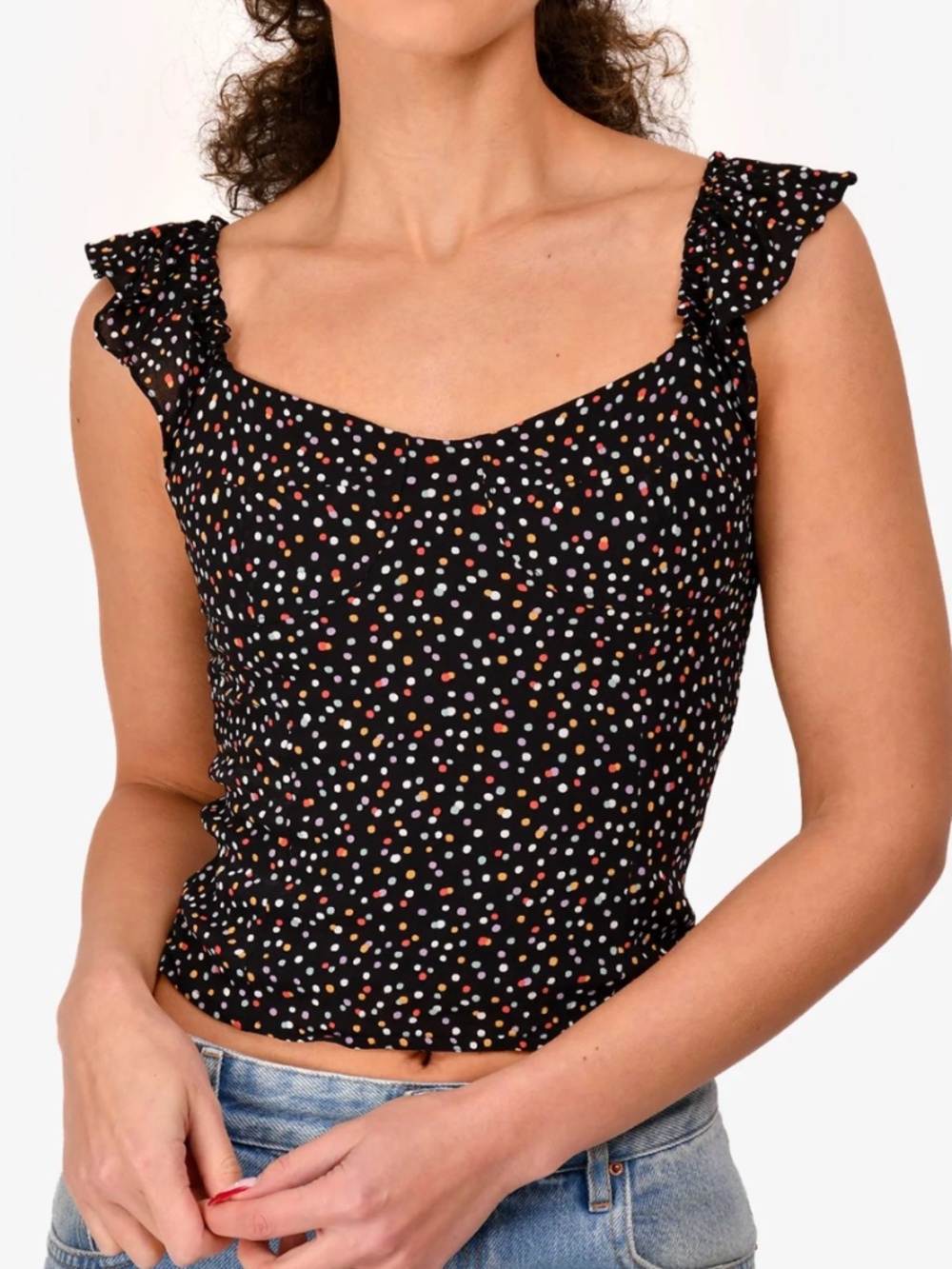 Reformation Lisbon Ruffle Shoulder Confetti Top 10 Cottagecore Coquette Feminine